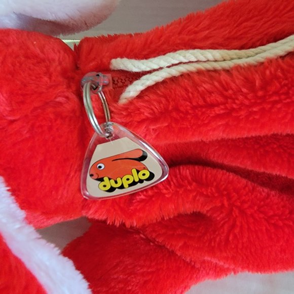 Vintage Red Storage Lego Duplo Red Rabbit Bunny Plush Animal + Train blocks 1984 - Picture 8 of 8
